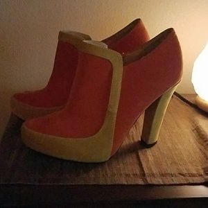 5 inch chunky heel two color heels
