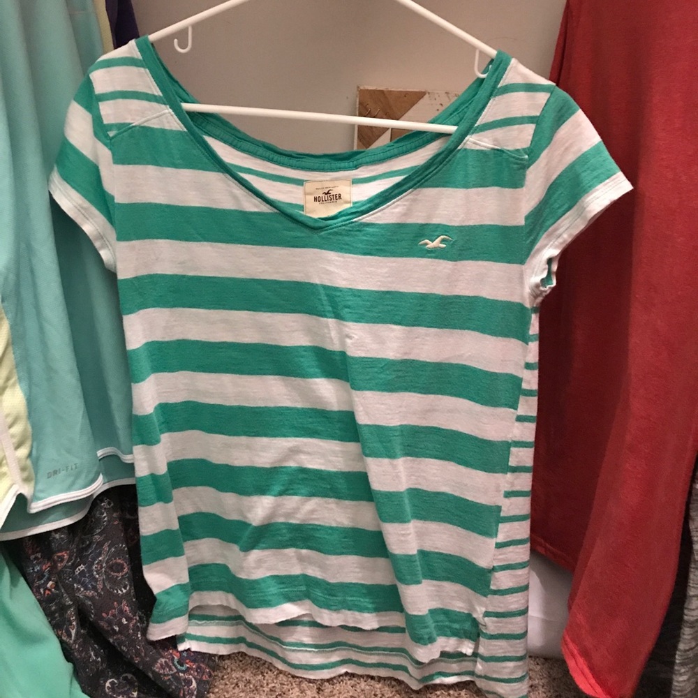 Hollister mint striped tee.