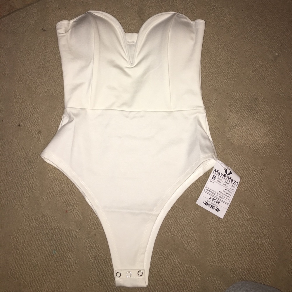 White strapless leotard