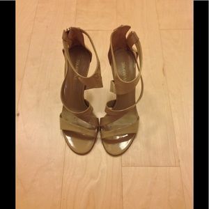 Tamara Mellon Tiger tan patent leather sandals