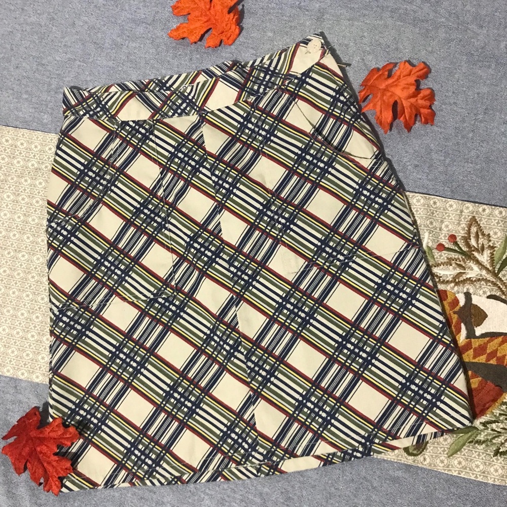 Roxy A-line twill plaid skirt with square pockets