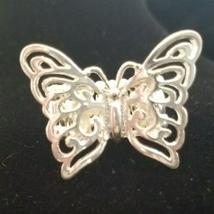 Butterfly Silvertone Stretch Ring