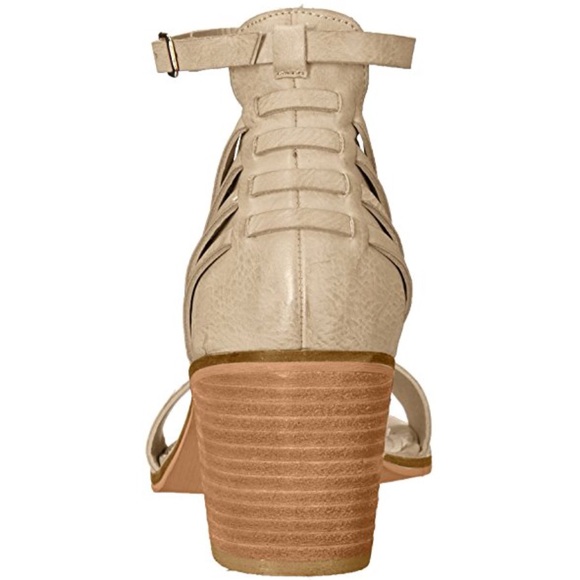 NIB Cream Distressed Woven Low Block Heel Sandal - Picture 5 of 8