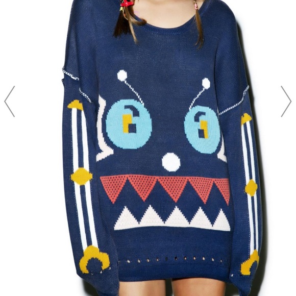 Wildfox Sweaters - RARE Wildfox Robot Friend Bloomy Sweater Size L