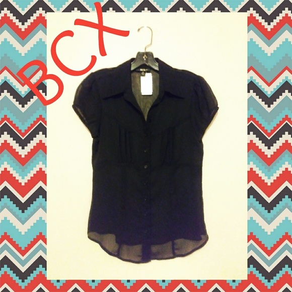 BCX Tops - Macy's- BCX Black Sheer Short Sleeve Top-NWT