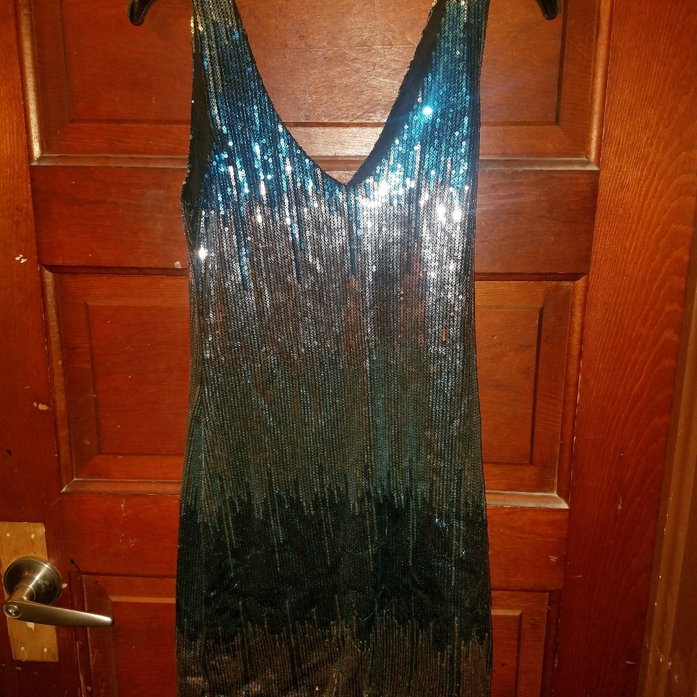 Blue and silver sequin Prom dress