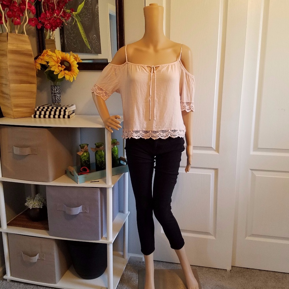 Cute off-the-shoulder spaghetti strap blouse