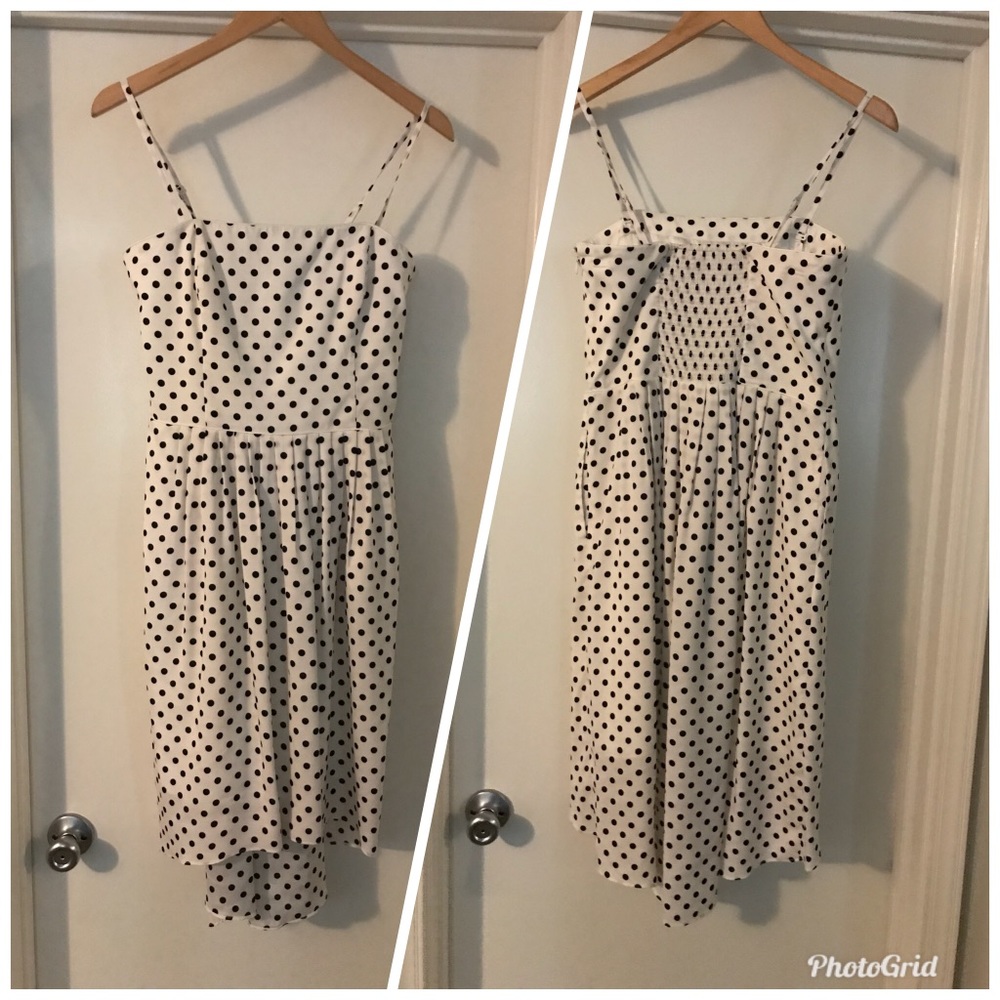 White with black polka dot sun dress