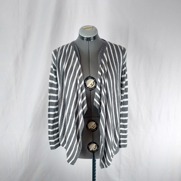 Dkny Sweaters - DKNY Stripe Cardigan Shawl Shrug Pancho Medium