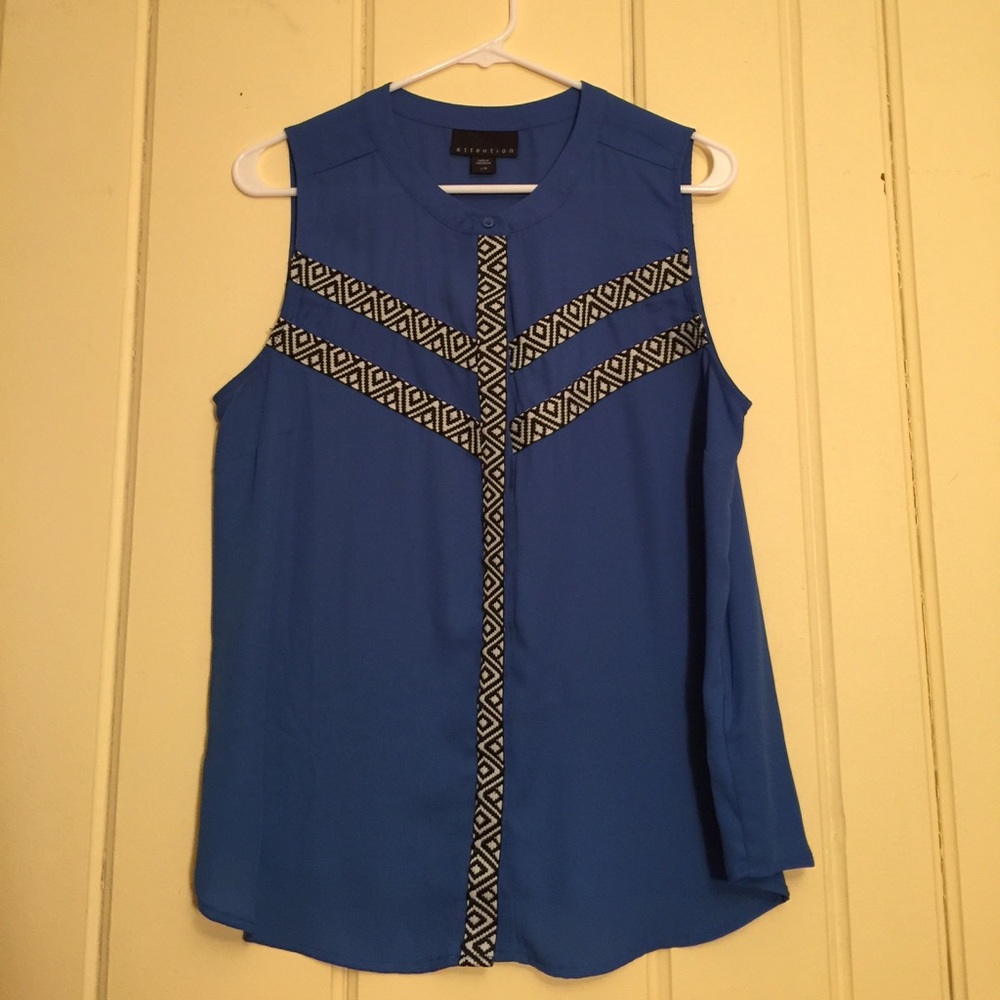 Blue Sleeveless Blouse
