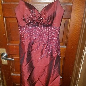 Maroon floor length Prom dress