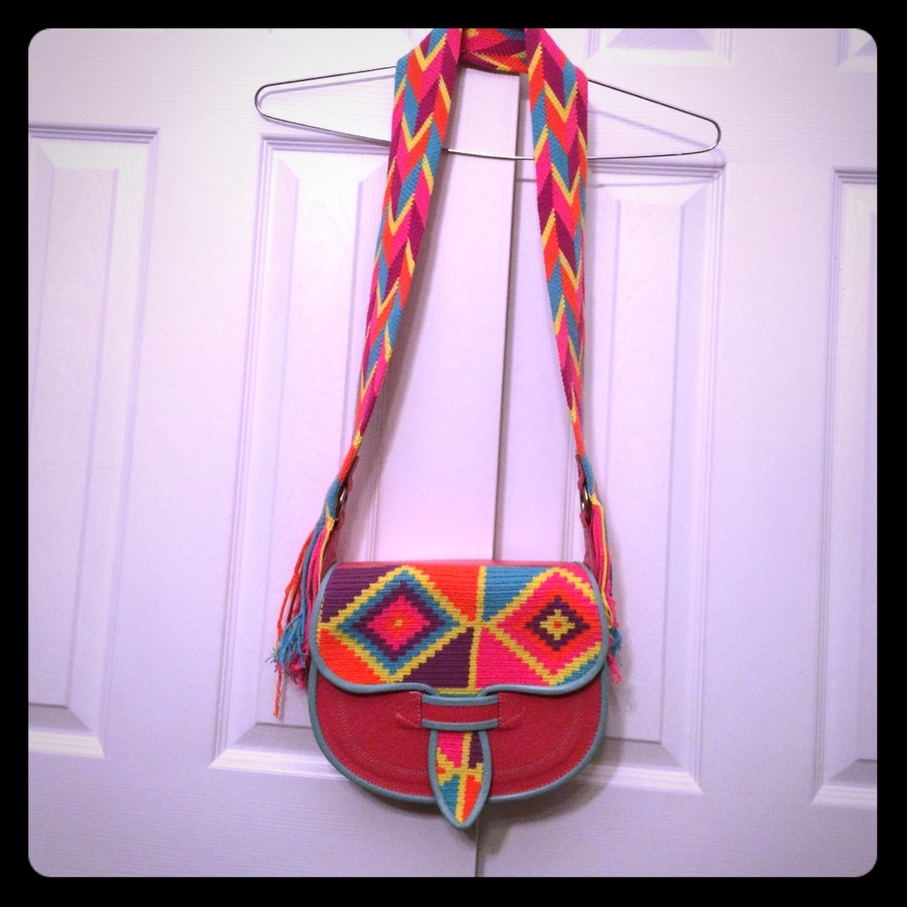 Colorful Handmade Pink Saddle Bag