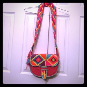 Colorful Handmade Pink Saddle Bag