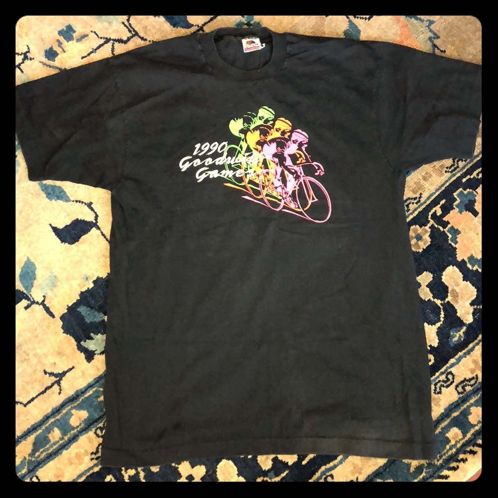 1990 vintage black T-shirt bike cycling