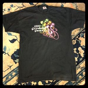 1990 vintage black T-shirt bike cycling