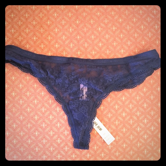 SOLD❌ NWT Victoria's Secret Blue Lace Thong Panty - Picture 1 of 5