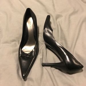 Nine West black leather heels