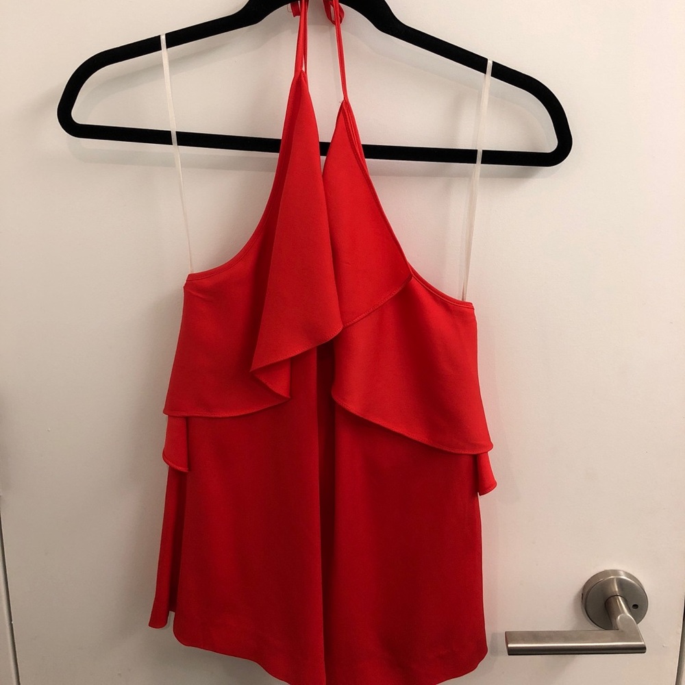 Theory orange halter top blouse size S