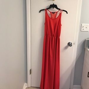 Coral Maxi Dress with lace T-back