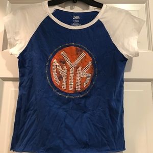 Girls NY Knicks rhinestoned tee