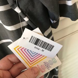 LuLaRoe Medium Irma Tunic. Grey and white stripes