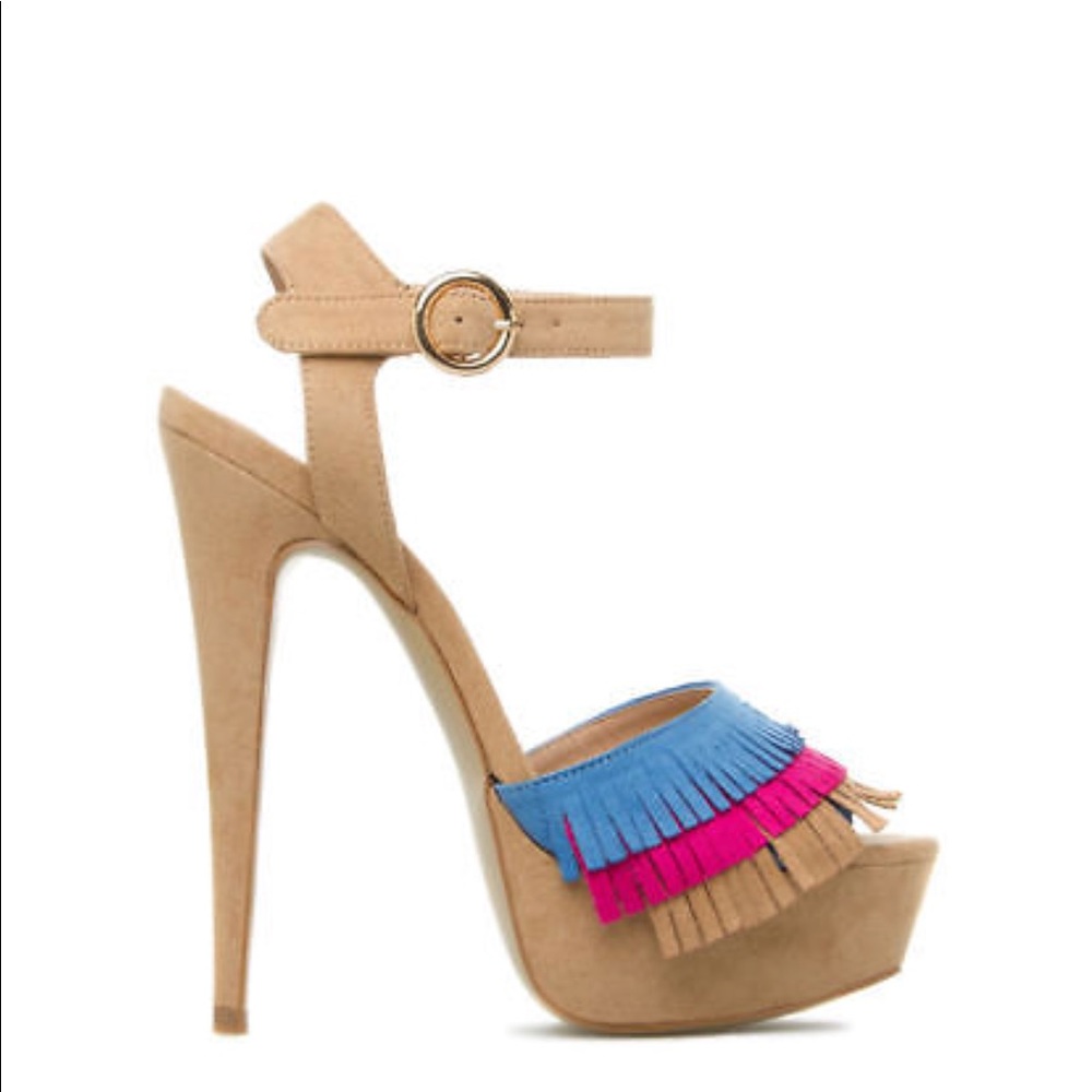 Fringe platform heels