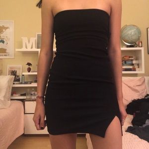 black strapless dress