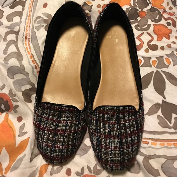 Mix No. 6 Shoes - Black, white & burgundy plaid flats - new w tags