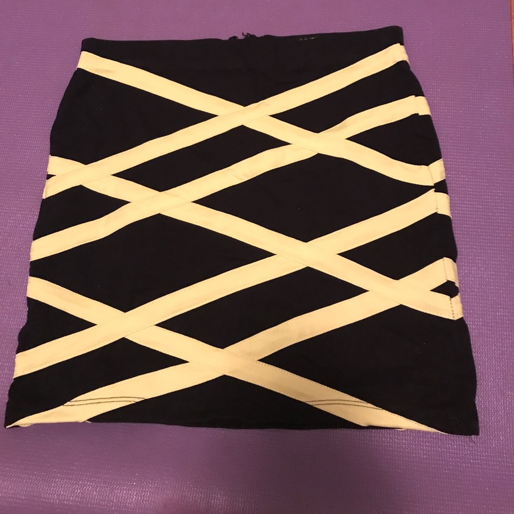 Black and lime green striped skirt