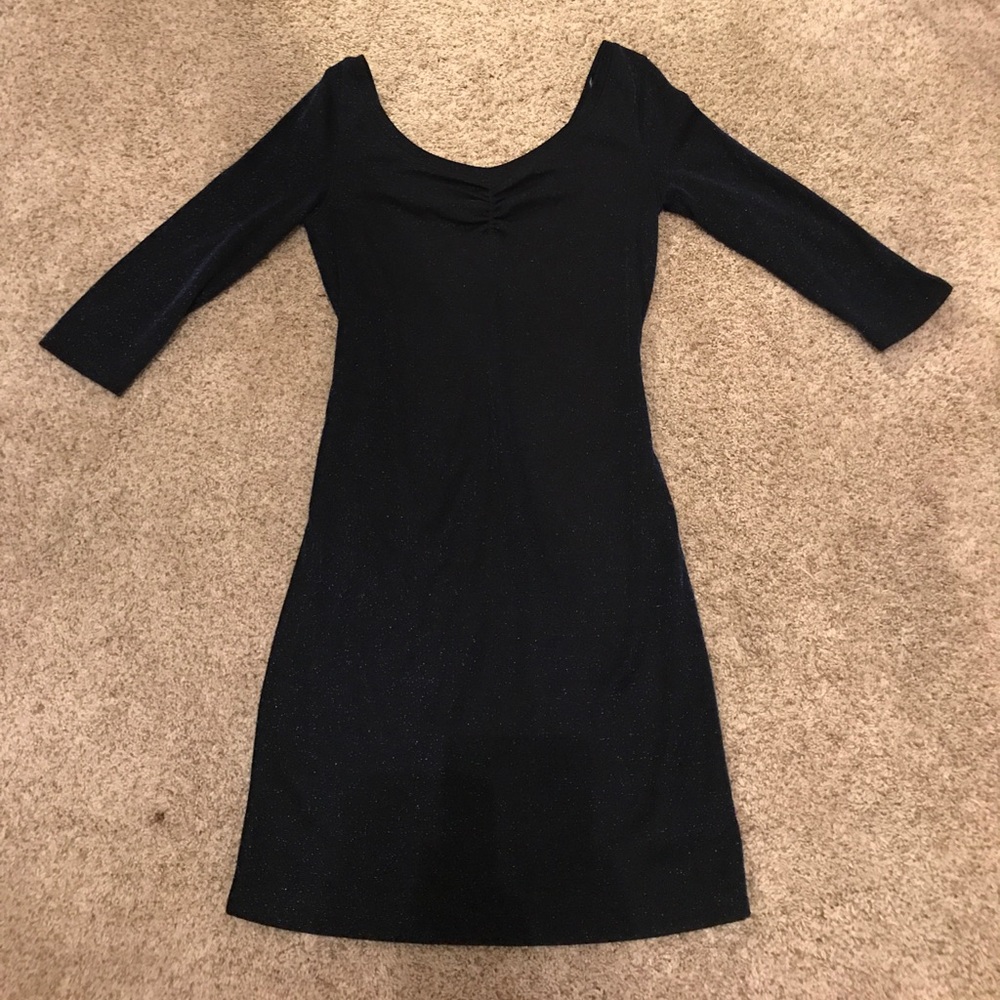 Lg 1/2 Sleeve Navy Shimmer Cocktail Dress
