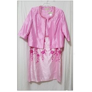 Nubiano Satin Floral Dress w/Beaded Jacket