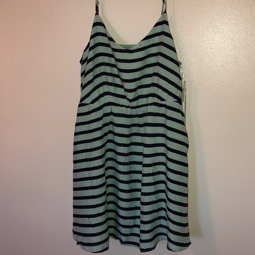 Blue striped summer dress.