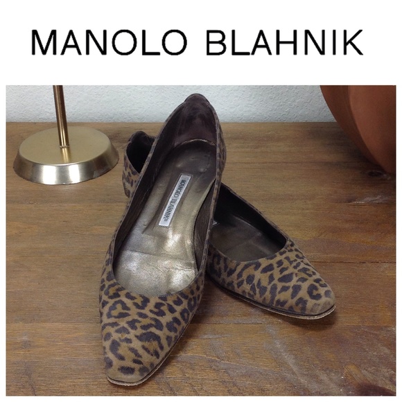 Manolo Blahnik Shoes - Manolo Blahnik Leopard Print Suede Flats