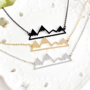 Gold or silver mountain chain necklace
