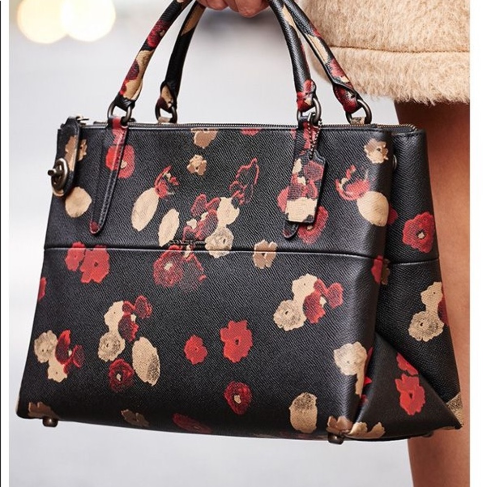Floral Print Turnlock Coach Purse