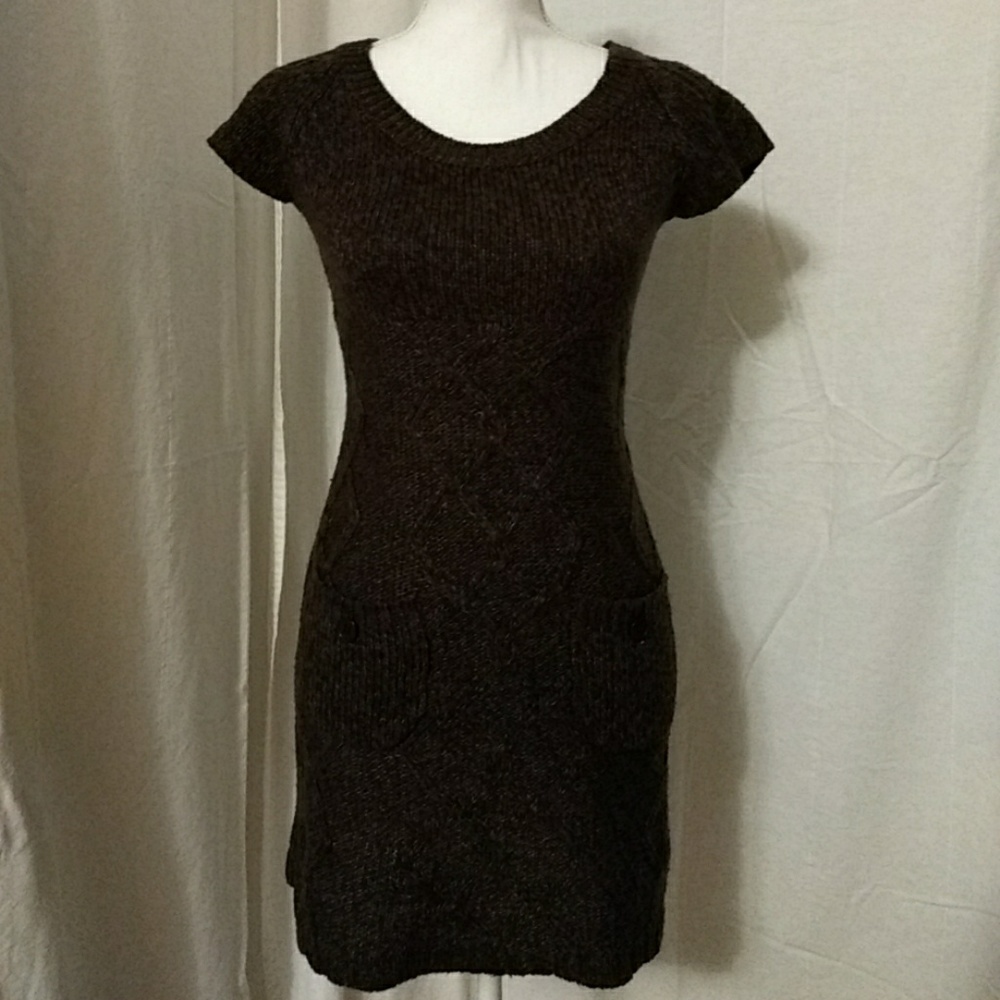 EUC Brown Sweater Empire Dress witPockets