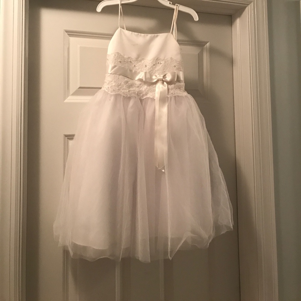Two flower girl dresses.