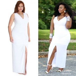 White maxi plus size dress
