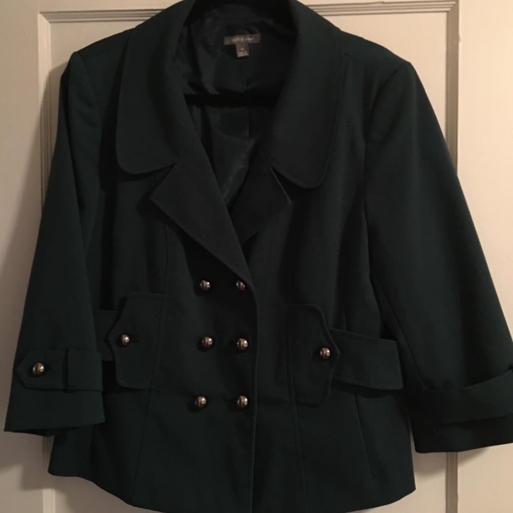 apt 9  stretch size 16 suit jacket , forest green.