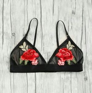 NWT Rose Embroidered Triangle Bralette