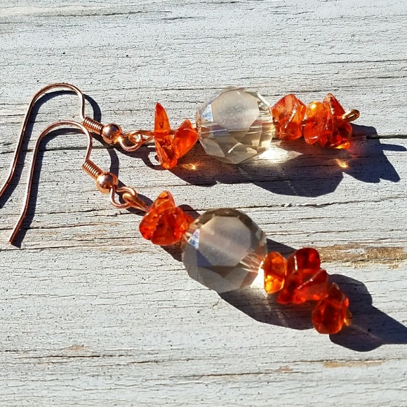 InspiredJenstones Jewelry - 🌺🌺Sparkly Orange Crackle Quartz Earrings 🌺🌺