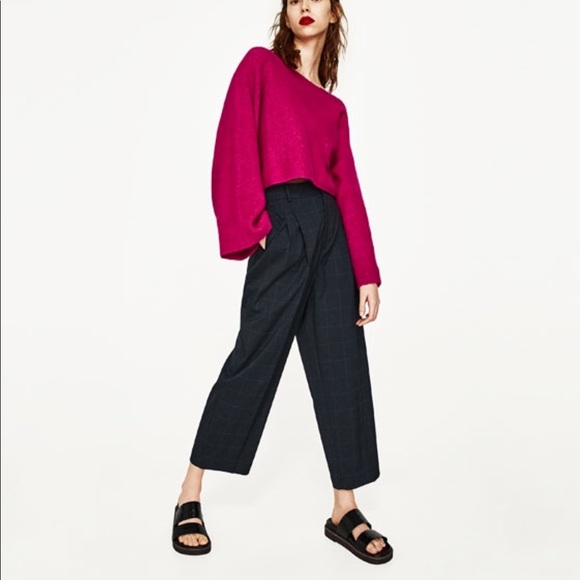 Zara pink cropped sweater clearance