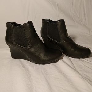 Black ankle wedge bootie