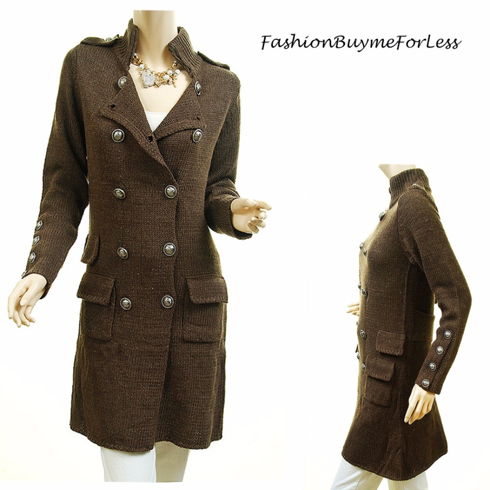 Haute BOHO Wool Knit Sweater Cardigan Trench Coat