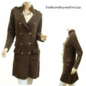 Haute BOHO Wool Knit Sweater Cardigan Trench Coat