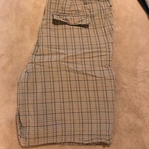 Tommy Bahama brown, blue and tan plaid