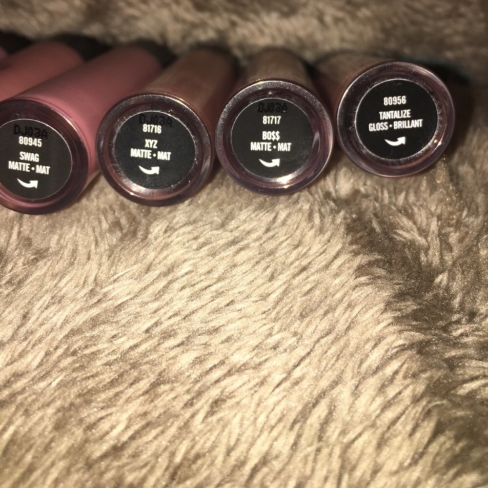 HEMP, BOSS, SWAG, SMOOCH, and PEACH LIPSTICK