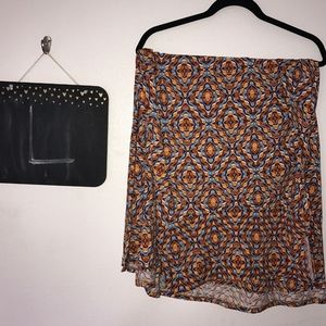 LuLaRoe Maxi Skirt. Brown, orange, blue.