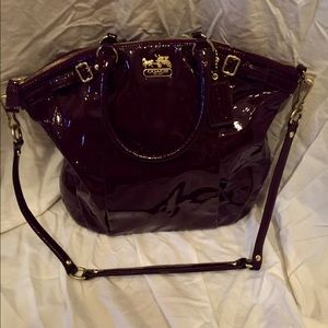 Plum patent leather tote & matching wallet