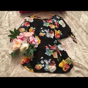 Sheer Floral Print Blouse